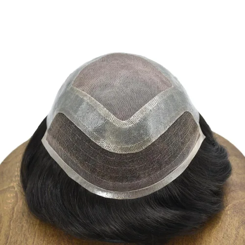 Vista 4 de Toupee For Men Hair Piece Real Human Hair Mens Hair System Fine Mono Mens Toupee Hair System For Men Hairpieces French Lace Natural Hairline8x10