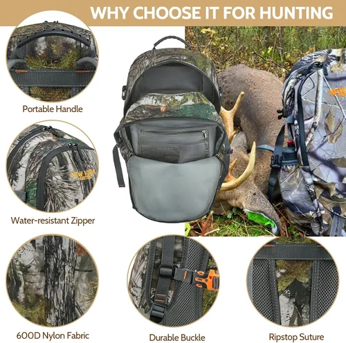 Vista 3 de NEW VIEW Mochila de caza para niños de 30 L, paquete de camuflaje para caza juvenil, equipo de caza para niños de 7 a 14 años, tamaño 13 x 6.3 x