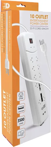 Vista 5 de Digital Energy Protector contra sobretensiones resistente de 10 salidas de enchufe recto de 4050 julios (25 pies, WHT)