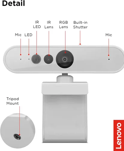 Vista 7 de Cámara web HD 1080p de Lenovo (510 FHD) - Cámara de monitor con zoom digital 4X, ángulo amplio de 95°, rotación y inclinación de 360° - Cámara