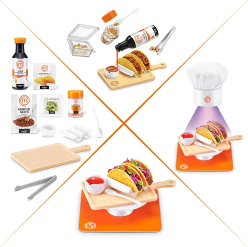 Vista 6 de Mini Brands Crea MasterChef Series 2 de ZURU (paquete de 2) – Mini platos reales con ingredientes, herramienta LED UV y tarjeta de recetas Cápsula