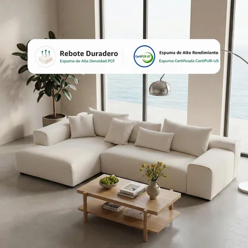 Vista 8 de Acanva Conjunto de sofá seccional modular moderno y extragrande en forma de L para sala de estar, estilo minimalista cómodo de 4 asientos, sofá