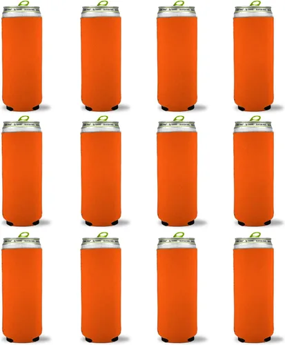 Vista 18 de Kropsis Fundas plegables para enfriar latas delgadas de 12 onzas, tela en blanco, espuma de buceo (negro, 6)