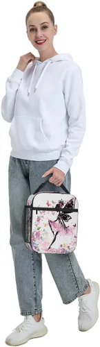 Vista 8 de Bolsa de almuerzo para niños con diseño de mariposas y flores con aislamiento térmico para niños y niñas, para el regreso a la escuela