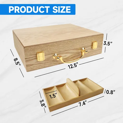 Vista 2 de GSE Games & Sports Expert Estuche de madera para fichas de póquer con 3 bandejas de fichas, capacidad para 300 fichas, soporte para fichas de póquer