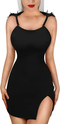 Vista 3 de PrettyInCuffs Minifalda de algodón para mujer, con cuello de vampiro