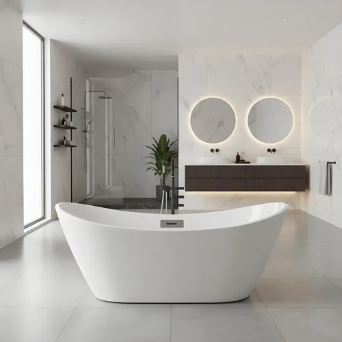 Vista 15 de 59 Inch Freestanding Bathtubs, White Acrylic Free Standing Bathtub, Modern Soaking Tub with Integrated Overflow & Chrome Drain for Bathroom Remodel