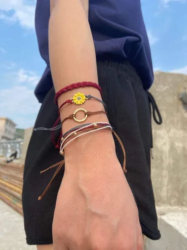 Vista 2 de Sunflower String Bracelet for Teen Girls Handmade Braided Rope Boho Bracelet Adjustable Waterproof Surfer Bracelet Aesthetic Strand Beach Bracelets