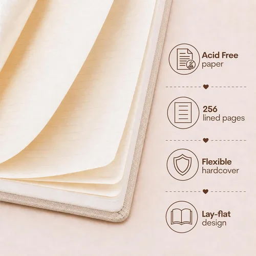 Vista 3 de WORLD TRAVELER Eccolo Medium Lined Journal Notebook, A5 Writing Journal, 256 Ruled Ivory Pages, Ribbon Bookmark