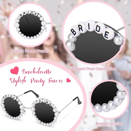 Vista 6 de JUSTOTRY Gafas de sol de novia para despedida de soltera - Gafas de sol para despedida de soltera, regalos de despedida de soltera, accesorios