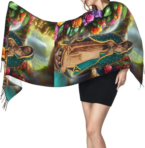 Vista 3 de Waygotee Our Lady Of Guadalupe Virgin Mary Soft Cashmere - Bufandas ligeras para mujer, chales grandes y envolturas de regalo de Navidad, Aa-08