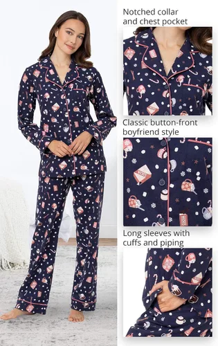 Vista 153 de PajamaGram Conjunto de pijama para mujer – Pijama para mujer, jersey novio, 100% algodón