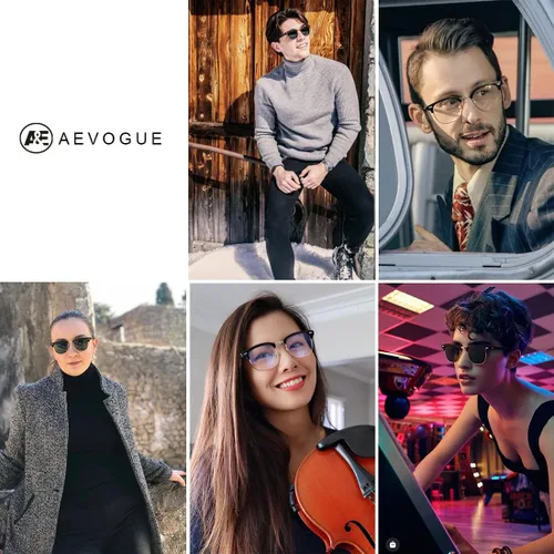 Vista 7 de AEVOGUE Gafas de sol polarizadas para mujeres y hombres marco semiresim gafas de sol retro AE0369