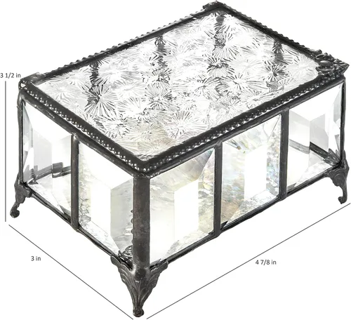 Vista 4 de J Devlin - Caja de cristal biselado, caja decorativa para joyas, decoración de recuerdo, cristal transparente, caja 762