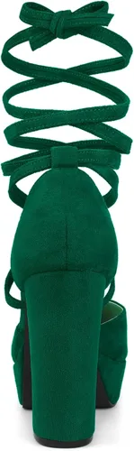 Vista 3 de Allegra K Sandalias de tacón de bloque con cordones para mujer