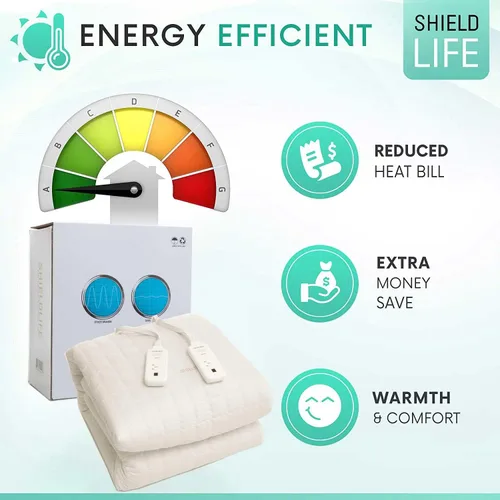 Vista 6 de Protector de colchón con 99 % de bloqueo EMF. Calor infrarrojo lejano e iones negativos con 8 ajustes de calor y apagado automático por Shield Life.