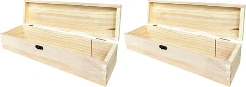 Vista 5 de Caja de madera sin terminar para manualidades con cierre Caja de madera sin pintar rectangular para herramientas de artista de bricolaje Estuche