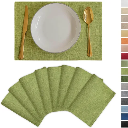 Vista 53 de Demetex - Juego de 4 manteles individuales de mesa de estilo rústico, resistentes al calor, de lino, lavables, de tela, manteles individuales