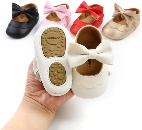 Vista 7 de Neband Zapatos de Vestir Mary Jane para Bebé Niña - Zapatos Planos Antideslizantes de Cuero PU Suave para Recién Nacidos e Infantes, para Fiestas