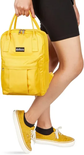 Vista 3 de Zodaca Mini mochila cuadrada para mujer pequeña bolsa amarilla de mango 9 x 12 pulgadas Naranja Viajar