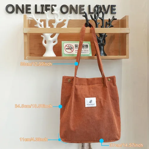 Vista 3 de WantGor Bolso de mano o de hombro de pana y de gran capacidad para mujer