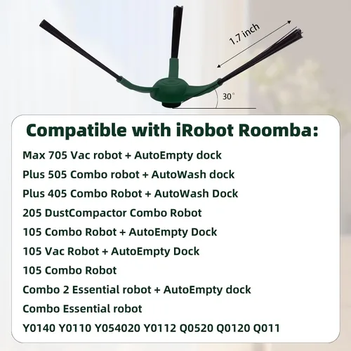 Vista 2 de Paquete de 6 cepillos de barrido de bordes compatibles con iRobot Roomba 705/505/405/205/105/105/Essential Series Robot Side Brush Partes