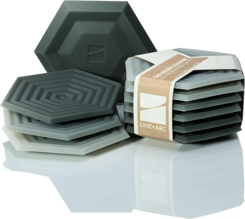 Vista 9 de Posavasos de silicona extra gruesas LINE+ARC (como se ve en NYTimes WireCutter) Impermeables, antimanchas, resistentes al calor, aptos para Arcilla