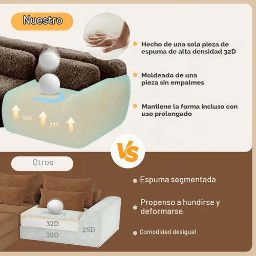 Vista 6 de Sofás seccional modular de 80" modernos sin huesos para sala de estar, sofá de 2 plazas con asiento profundo y compresión, sin necesidad