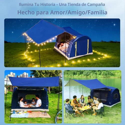 Vista 5 de 2-4 Person Inflatable Camping Tent 60 Second Setup 4 Season Waterproof (PU3000 Oxford) All Weather Tent for Romantic Dates, Fall/Winter