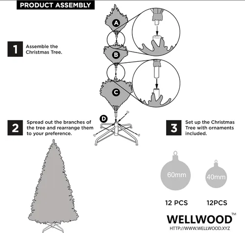 Vista 7 de Wellwood - Árbol de Navidad dorado, con forma de guirnaldas, soporte de metal, fácil de montar