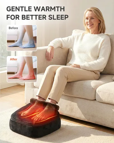 Vista 3 de Snailax Masajeador Shiatsu 2 en 1 para pies y espalda con calor, calentador de pies amasado, masaje eléctrico de pies, masajeadores para espalda