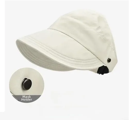 Vista 2 de Women's Wide Brim Sun Hat Breathable UV Protection Fishing Cap Beige