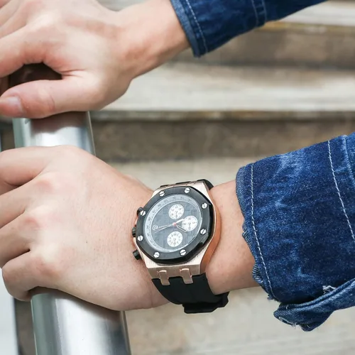 Vista 5 de TEINTOP Ochstin - Reloj octogonal con cronógrafo de precisión para hombre