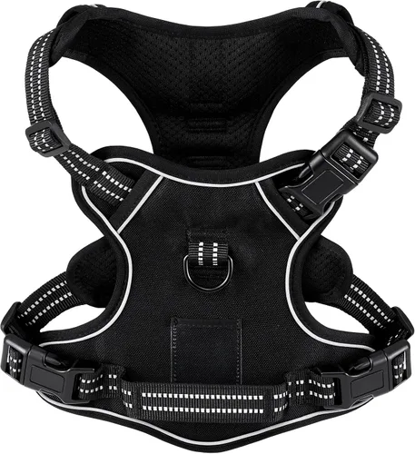Vista 18 de Arnés para perro sin tirones, chaleco ajustable para perro para caminar fácilmente, material Oxford transpirable, arnés reflectante para mascotas