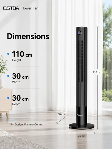 Vista 7 de OSTBA Ventilador de torre de 43 pulgadas para dormitorio, oscilante de 85°