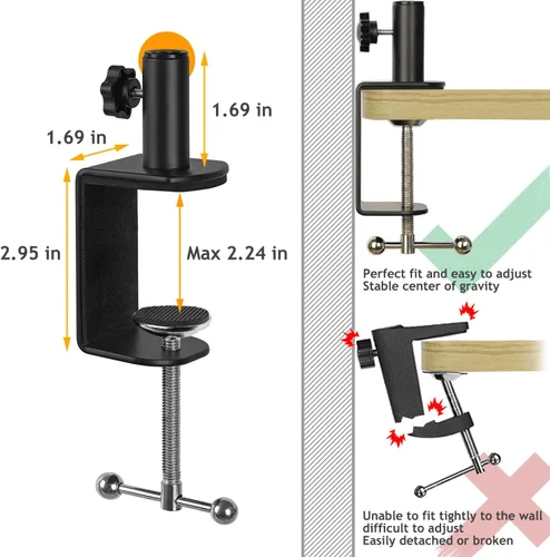 Vista 4 de Razer Seiren Mini Brazo Articulado Soporte de Micrófono con Filtro Pop, Soporte Antivibración, Abrazadera Resistente Mejorada, Soporte de Brazo