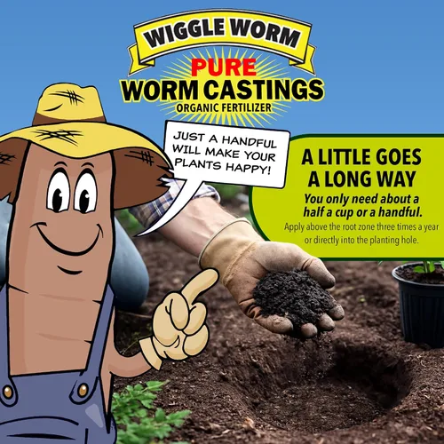 Vista 4 de Wiggle Worm Fertilizante orgánico 100% puro para fundición de gusanos, 15 libras, mejora la fertilidad del suelo y la aireación para plantas