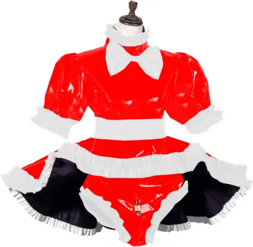 Vista 6 de Vestido de mariquita con cerradura para mujer, bragas francesas, conjunto de sirvienta francesa, disfraces de cosplay, tallas grandes S-7XL, negro, S