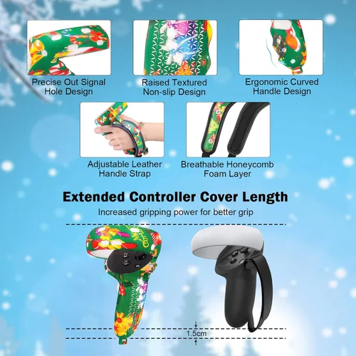 Vista 4 de VR Accessories for Oculus Quest 2, Protective Silicone Cover Set for Meta Quest2(Include VR Headset Cover, Lens Protector, Controller Grips Cover