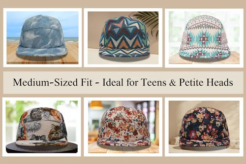 Vista 5 de Gorra de 5 paneles Diseños únicos multicolor Gorras para hombres y mujeres Grande o XL