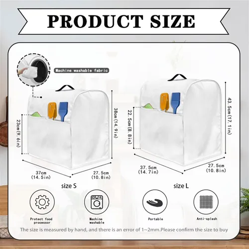 Vista 6 de Fundas de ayuda de cocina para batidora de pie de 4.5 a 5 cuartos de galón, lavables para electrodomésticos de cocina, fundas de tela para proteger
