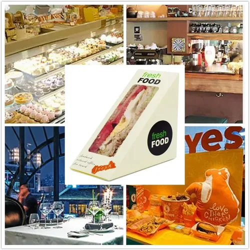 Vista 2 de Hewnda - Caja de sándwich de 100 piezas, caja ecológica para llevar con cuña de sándwich