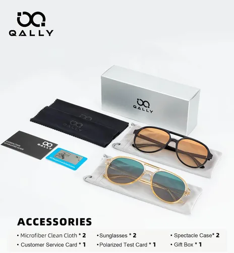 Vista 6 de QALLY Womens Retro 70s Polarized Sunglasses Classic Large Square Sunglasses with Vintage Plastic Frame