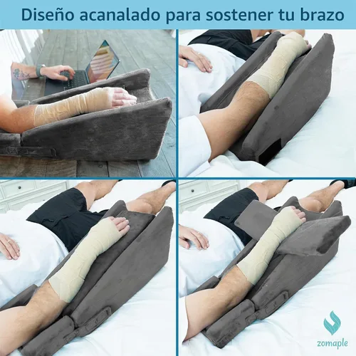Vista 3 de Zomaple - Almohada de elevación de brazo de 3 piezas con paquete de gel para recuperación de muñeca y codo
