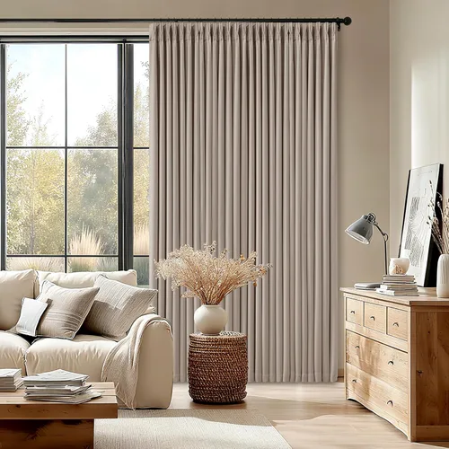 Vista 137 de Juego de 2 paneles de cortinas plisadas negras de 80 pulgadas para sala de estar, cortinas plisadas de lino con forro de 80 pulgadas de largo, 100%