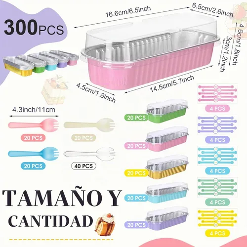 Vista 2 de LemonRoad 300 piezas de mini moldes para pan con tapa y cuchara adhesiva Varios