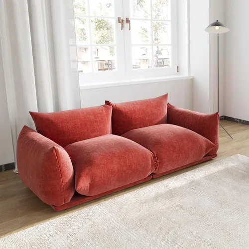 Vista 28 de JACH Mid-Century - Sofá modular moderno de felpilla para sala de estar, sofás minimalistas profundos de 3 asientos con cojín grueso, muebles cómodos