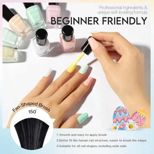 Vista 6 de Morovan Juego de esmaltes de uñas para uñas de manos: 15 colores de esmalte de uñas pastel macaron, kit de esmalte de uñas de invierno, esmalte