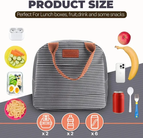 Vista 6 de EASYFUN Bolsa de almuerzo para mujeres y hombres, lonchera aislada a prueba de fugas con gran capacidad, bolsa de mano más fresca para el trabajo