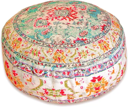 Vista 9 de Funda de almohada marroquí para suelo, color azul, redondo, estilo bohemio, decoración de habitación, zona de estar marroquí, puf otomano perfecto